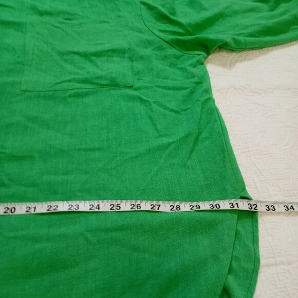 OSOS DESIGN Linen Blend Sz 24 Curve Lime Green Longsleeve  Blouse Womens Top - Picture 11 of 12